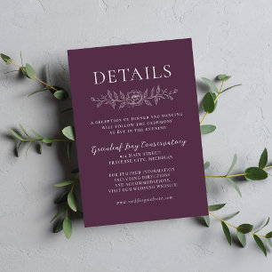 Floral Simplicity 1 Plum Purple Minimal Wedding Enclosure Card