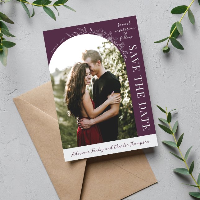 Floral Simplicity 1 Plum Purple Save The Date (Creator Uploaded)