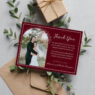 Floral Simplicity 1 Rosewood Burgundy Wedding Thank You Card