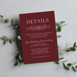 Floral Simplicity 1 Rosewood Minimal Wedding Enclosure Card