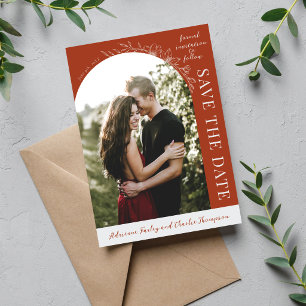 Floral Simplicity 1 Rust Orange Save The Date