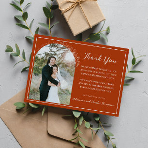 Floral Simplicity 1 Rust Orange Wedding Thank You Card