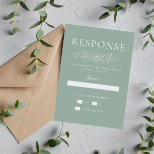 Floral Simplicity 1 Sage Green Minimal Wedding RSVP Card
