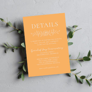 Floral Simplicity 1 Sorbet Orange Minimal Wedding Enclosure Card