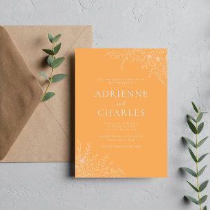 Floral Simplicity 1 Sorbet Orange Minimal Wedding Invitation
