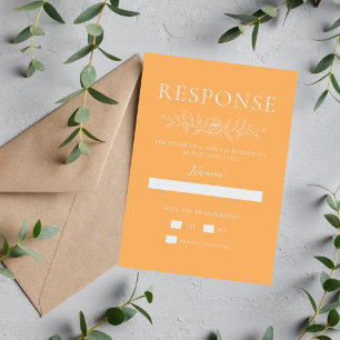Floral Simplicity 1 Sorbet Orange Minimal Wedding RSVP Card