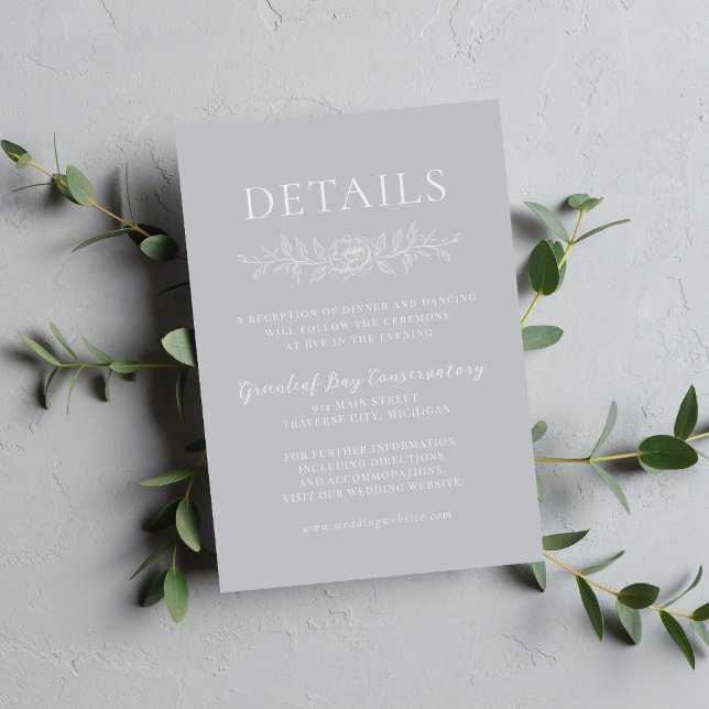 Floral Simplicity 1 Sterling Grey Minimal Wedding Enclosure Card (Creator Uploaded)