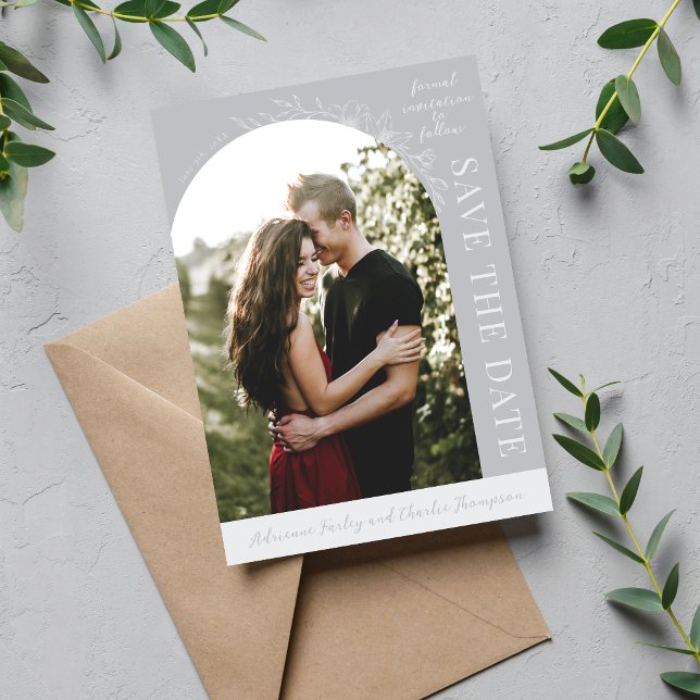 Floral Simplicity 1 Sterling Grey Save The Date (Creator Uploaded)