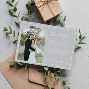 Floral Simplicity 1 Sterling Grey Wedding Thank You Card