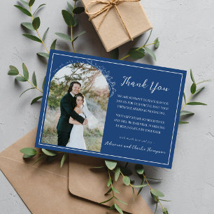 Floral Simplicity 1 True Blue Wedding Thank You Card