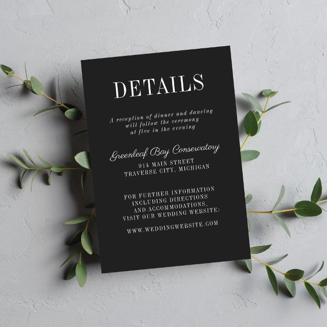 Floral Simplicity 2 Black Minimalist Wedding Enclosure Card (Creator Uploaded)