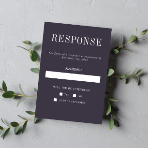 Floral Simplicity 2 Blackberry Minimalist Wedding RSVP Card