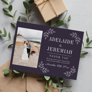 Floral Simplicity 2 Blackberry Purple Wedding Thank You Card