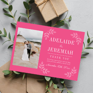 Floral Simplicity 2 Carnation Pink Wedding Thank You Card