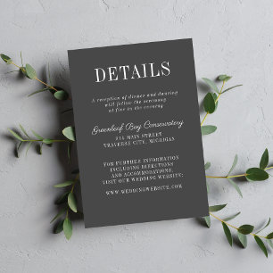 Floral Simplicity 2 Charcoal Minimalist Wedding Enclosure Card