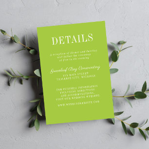 Floral Simplicity 2 Chartreuse Minimalist Wedding Enclosure Card