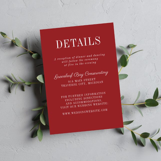Floral Simplicity 2 Cranberry Minimalist Wedding Enclosure Card (Creator Uploaded)