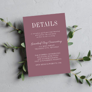 Floral Simplicity 2 Dusk Mauve Minimalist Wedding Enclosure Card