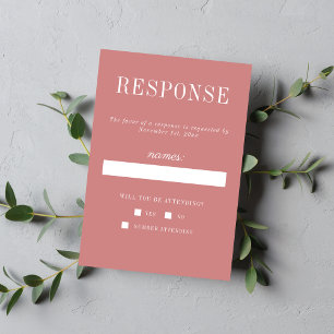 Floral Simplicity 2 Dusty Rose Minimalist Wedding RSVP Card