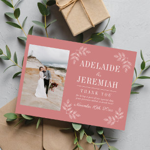 Floral Simplicity 2 Dusty Rose Wedding Thank You Card