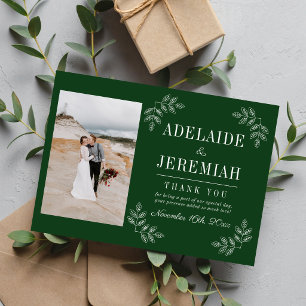 Floral Simplicity 2 Evergreen Wedding Thank You Card