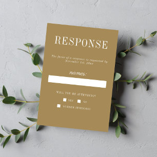 Floral Simplicity 2 Golden Oak Minimalist Wedding RSVP Card