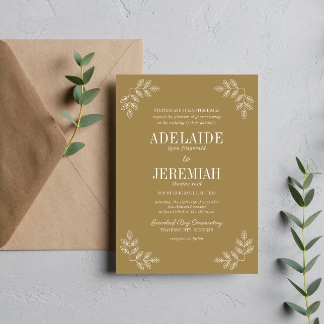 Floral Simplicity 2 Golden Oak Wedding Invitation (Creator Uploaded)