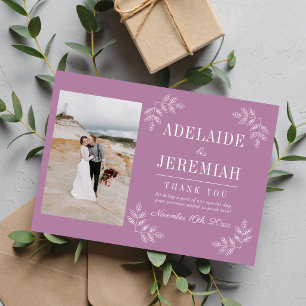 Floral Simplicity 2 Lavender Purple Wedding Thank You Card