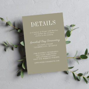 Floral Simplicity 2 Moss Green Minimalist Wedding Enclosure Card