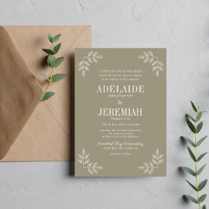 Floral Simplicity 2 Moss Green Wedding Invitation