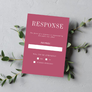 Floral Simplicity 2 Mulberry Minimalist Wedding RSVP Card