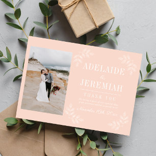Floral Simplicity 2 Peach Wedding Thank You Card