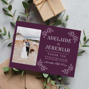Floral Simplicity 2 Plum Purple Wedding Thank You Card