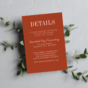 Floral Simplicity 2 Rust Orange Minimalist Wedding Enclosure Card