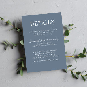 Floral Simplicity 2 Slate Blue Minimalist Wedding Enclosure Card