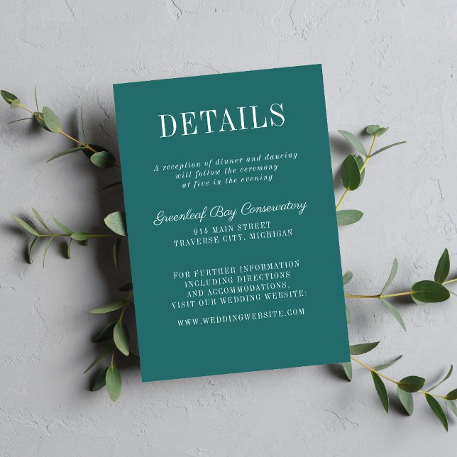 Floral Simplicity 2 Teal Minimalist Wedding Enclosure Card (Creator Uploaded)
