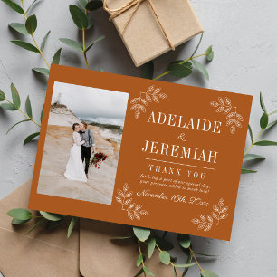 Floral Simplicity 2 Terracotta Wedding Thank You Card