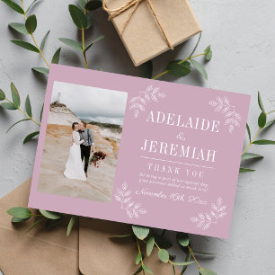 Floral Simplicity 2 Wisteria Purple Wedding Thank You Card