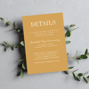 Floral Simplicity 2 Yellow Ochre Minimal Wedding Enclosure Card