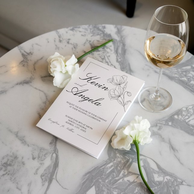 Floral Simplicity: Elegant Minimalist Wedding Invitation (Creator Uploaded)
