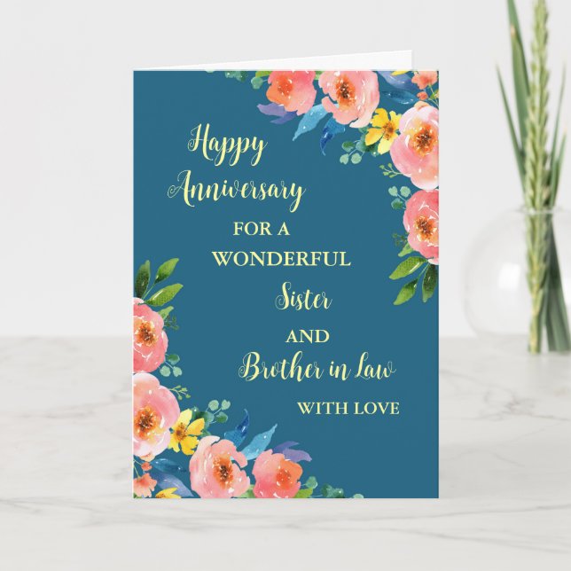 Floral Sister and Brother in Law Anniversary Card (Front)