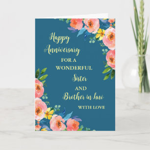Floral Sister and Brother in Law Anniversary Card