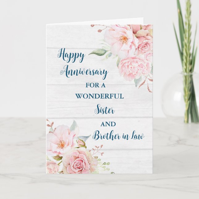 Floral Sister and Brother in Law Anniversary Card (Front)