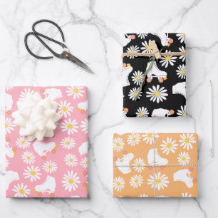 Floral Skates Roller Skating Pattern Birthday  Wrapping Paper Sheet