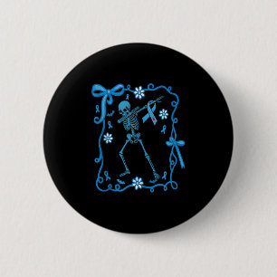 Floral Skeleton Diabetes Awareness Ribbons Hallowe 6 Cm Round Badge