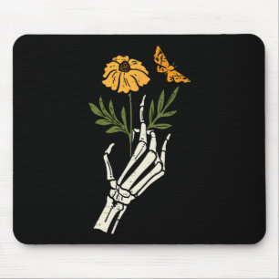 Floral Skeleton Hand Flower Retro Vintage Hallowee Mouse Pad