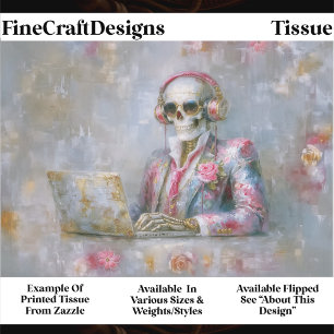 Floral Skeleton in Headphones EQ9L Decoupage Tissue Paper