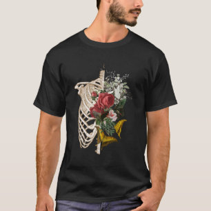 Floral Skeleton X-Ray Ribcage Flower Goth Hallowee T-Shirt