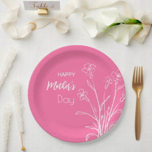 Floral Sketch Happy Mother’s Day  Paper Plate