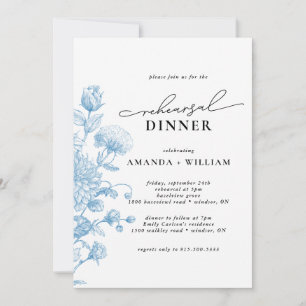 Floral Sketch Rehearsal Dinner Invitation